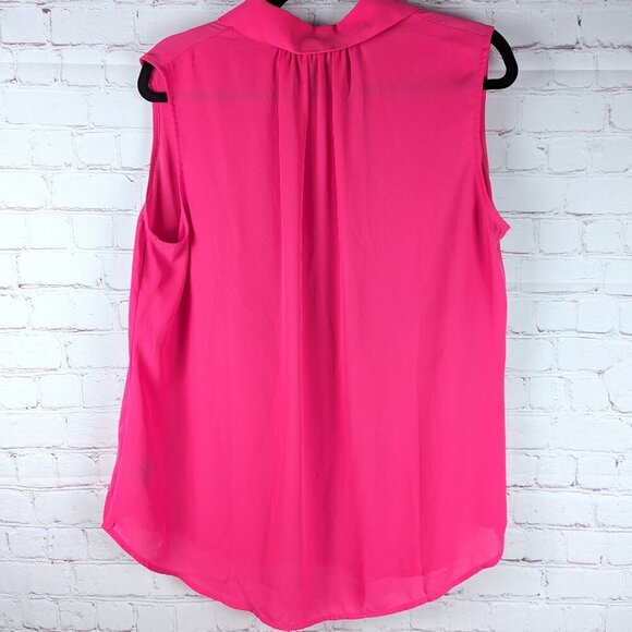 Worthington Woman Neon Pink Sleeveless Button-Down Blouse - 0X - Picture 6 of 6